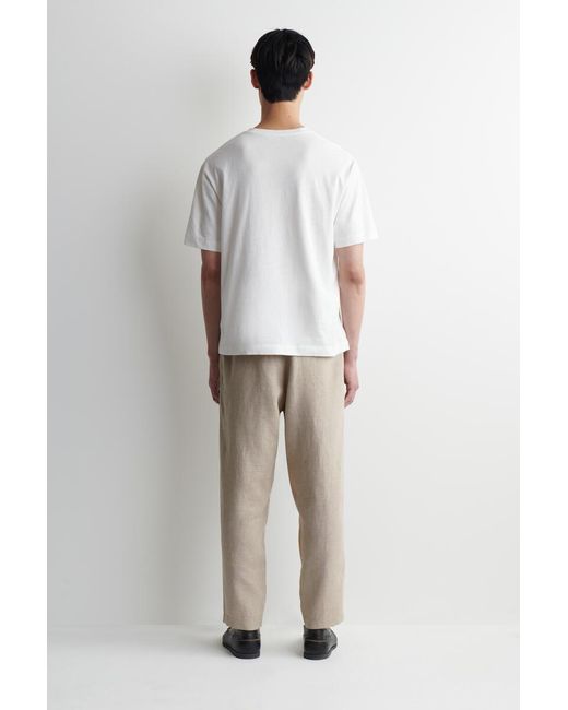 COS Natural Elasticated Linen Regular-Fit Tapered Trousers for men