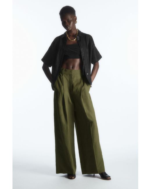 35% OFF on H&M Women Black Wide Linen-blend Trousers on Myntra |  PaisaWapas.com