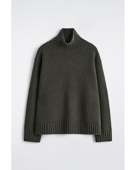 COS Black Chunky Cashmere Funnel-Neck Sweater for men