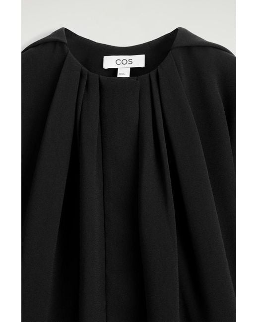 COS Black Voluminous Pleated Blouse