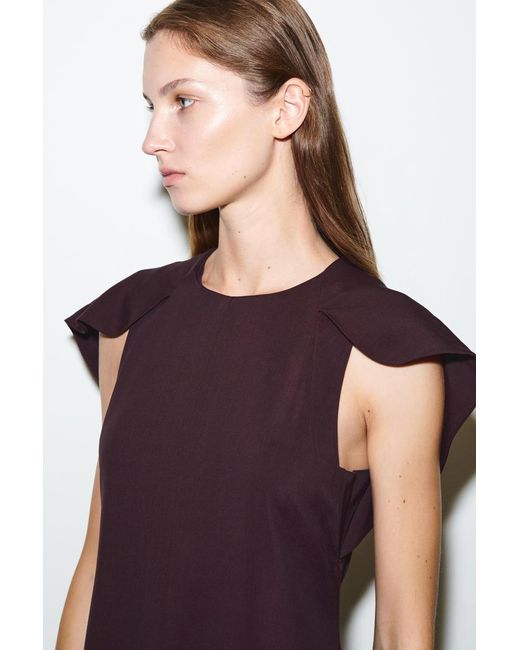 COS Purple Cape-Shoulder Midi Dress