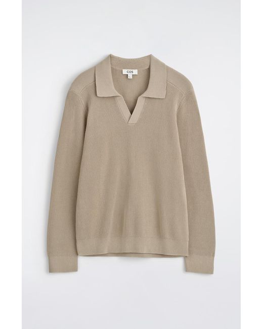 COS Natural Cotton Polo Sweater for men