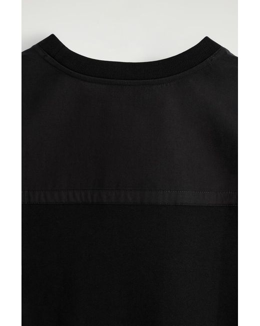 COS Black Poplin-Panelled Jersey T-Shirt
