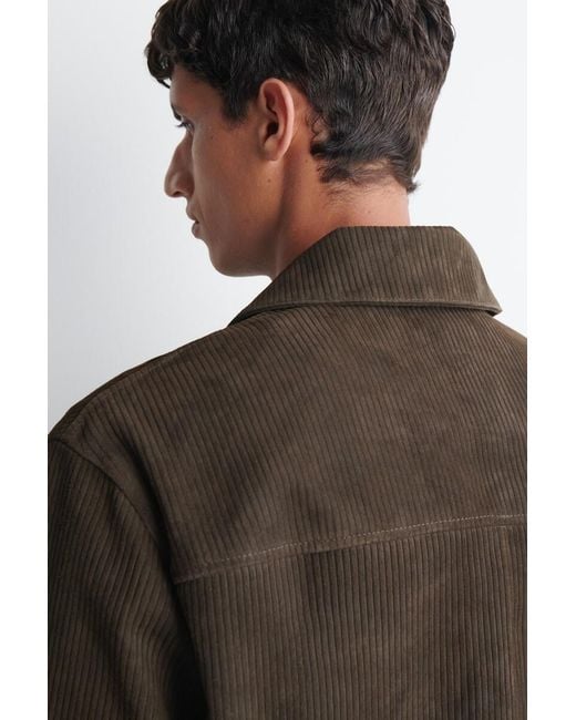 COS Brown Corded Suede Overshirt for men