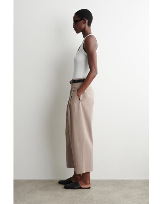 COS Natural Tailored Cotton Barrel-Leg Pants