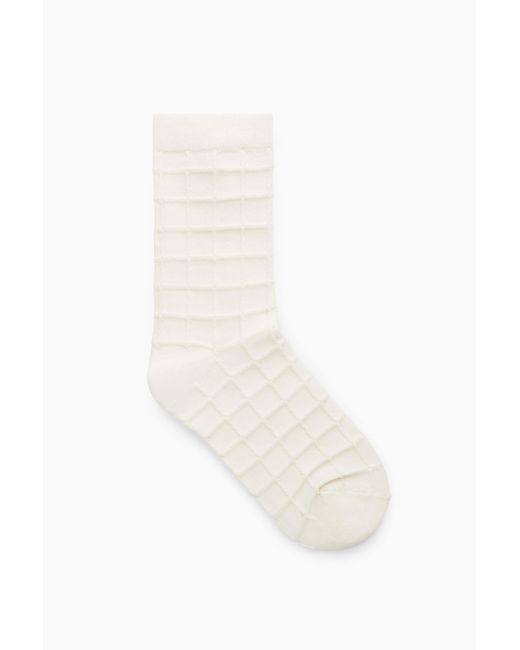 COS White Checked Socks