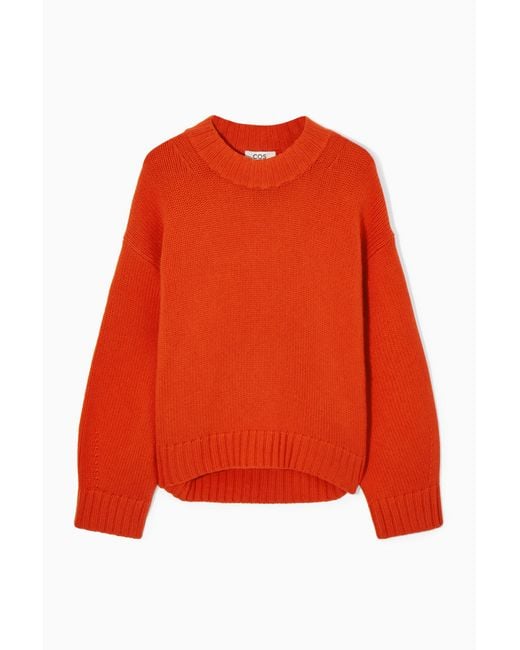 COS Orange Chunky Pure Cashmere Crew-neck Sweater