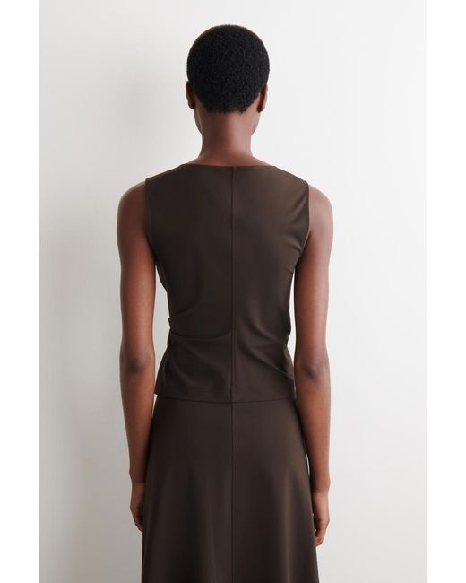 COS Brown Twist-Detail Jersey Top