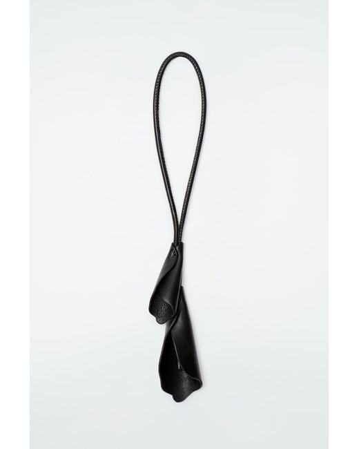 COS Black Floral Leather Bag Charm