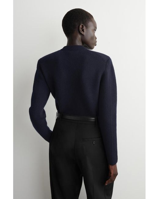 COS Blue Sculpted-Shoulder Merino Wool Sweater