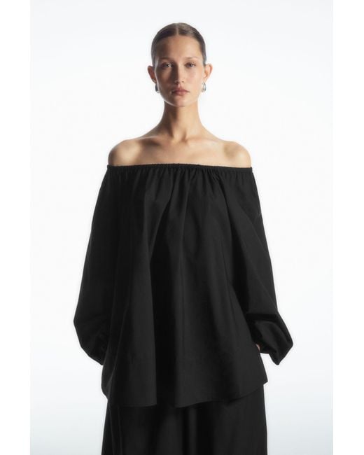 COS Black Oversized Off-the-shoulder Blouse