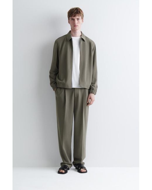 COS Gray Bonded-Twill Harrington Jacket for men