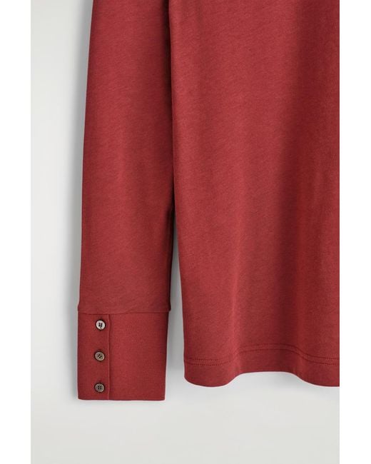 COS Red Cotton Jersey Long-Sleeved Top