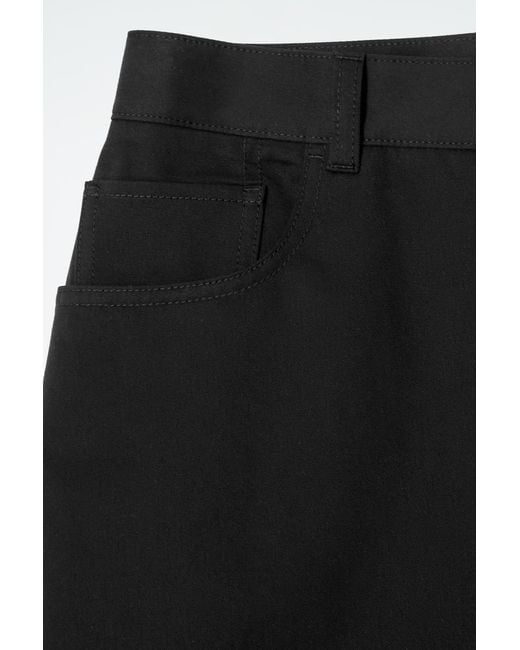 COS Black Deconstructed Cotton Barrel-Leg Trousers