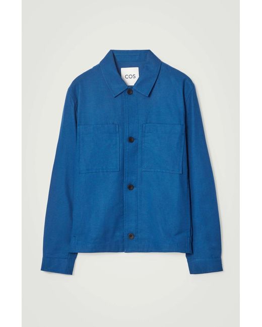 COS Blue Relaxed Utility Overshirt for men