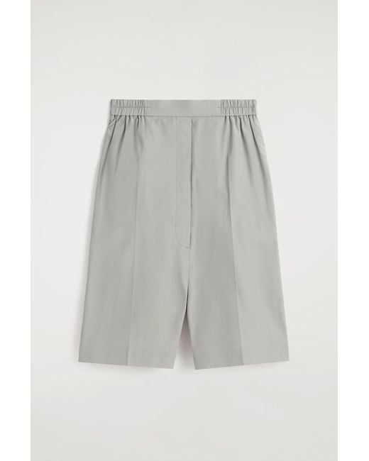 COS Gray Dropped-Crotch Tailored Shorts