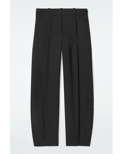 COS Black Wool-blend Barrel-leg Trousers