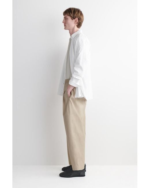 COS Natural Cropped Elasticated Relaxed-Fit Wide-Leg Trousers for men