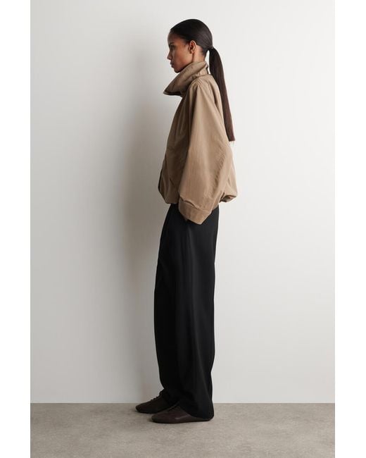 COS Nylon Funnel-Neck Jacket in Natural | Lyst