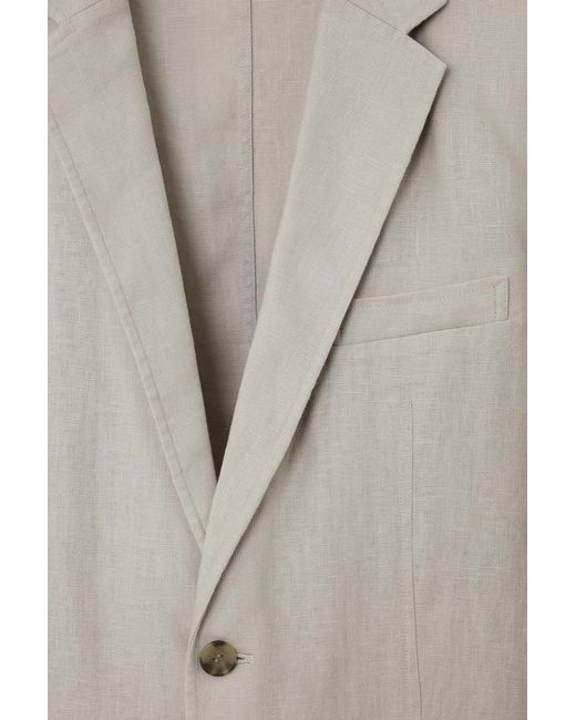 COS White Regular Unstructured Linen Blazer for men