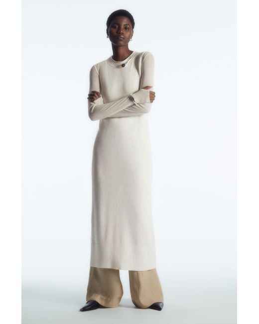 COS White Knitted Linen Maxi Dress