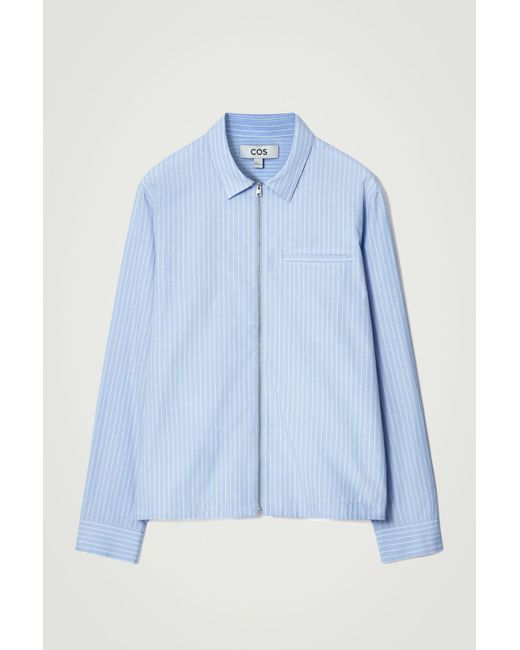 COS Blue Zipped Twill Shirt for men