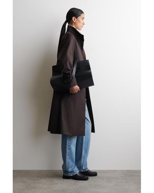 COS Black Square-Toe Leather Heeled Loafers