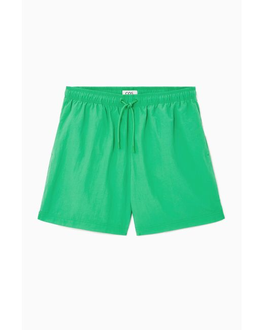 COS Green Nylon Drawstring Swim Shorts for men