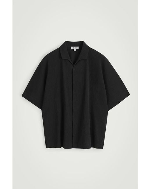 COS Black Crinkled-Cotton Shirt for men