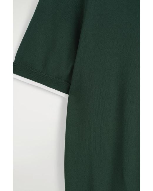 COS Green Layered-Detail Knitted V-Neck T-Shirt