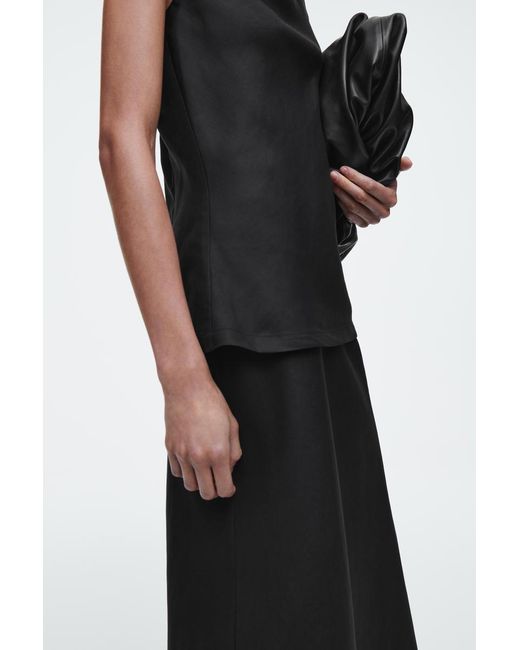 COS Black Linen-Blend Midi Column Skirt