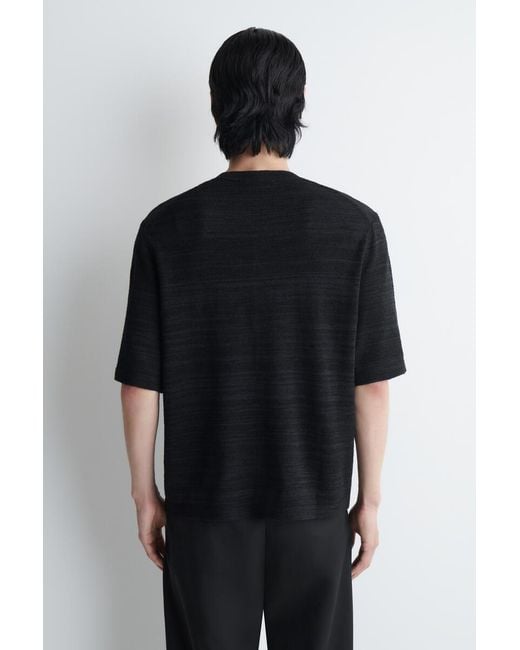 COS Black Bouclé-Knit Short-Sleeved Cardigan for men