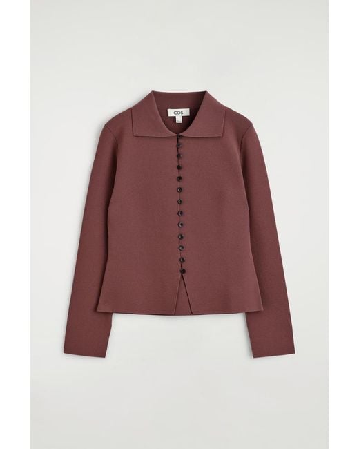 COS Red Waisted Milano-Knit Cardigan