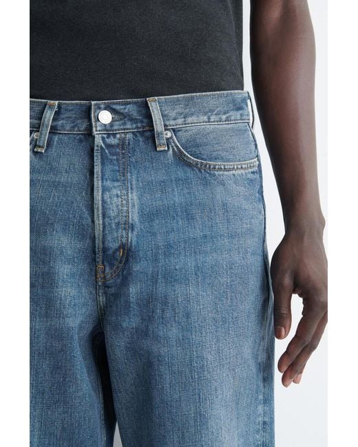 COS Blue Fold Relaxed-Fit Wide-Leg Jeans for men