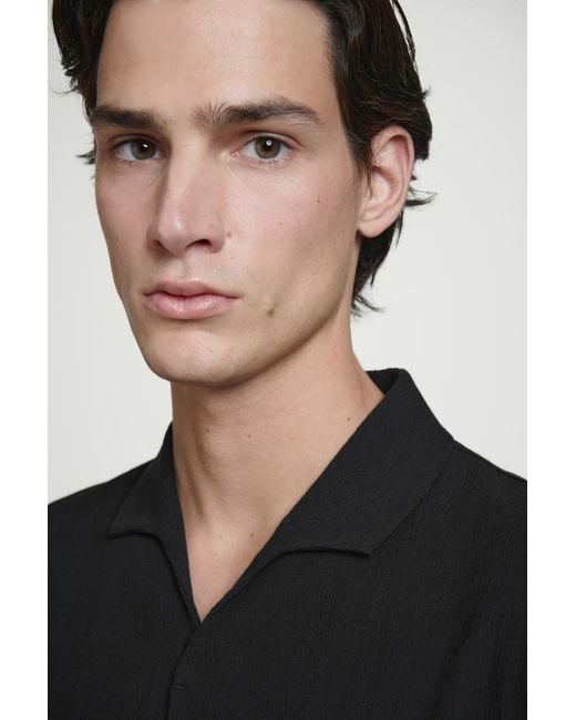 COS Black Crinkled-Cotton Shirt for men