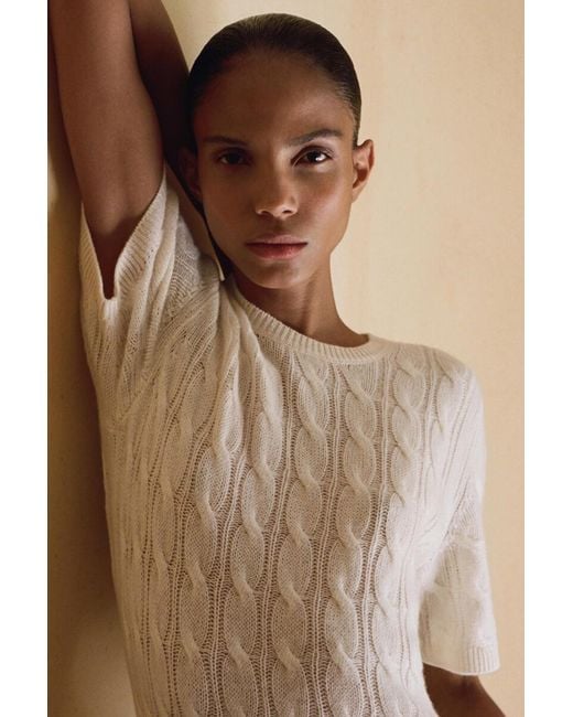COS Natural Cable-Knit Cashmere T-Shirt