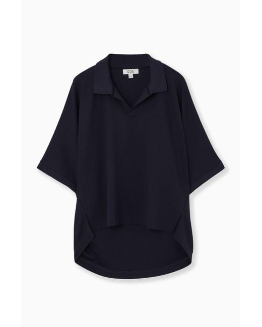 COS Blue Open-collar Polo Shirt