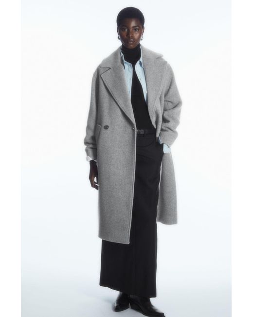 COS Gray Oversized Double-breasted Wool Coat