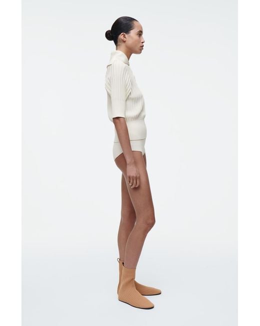 COS White Rib-knit Silk Micro Shorts