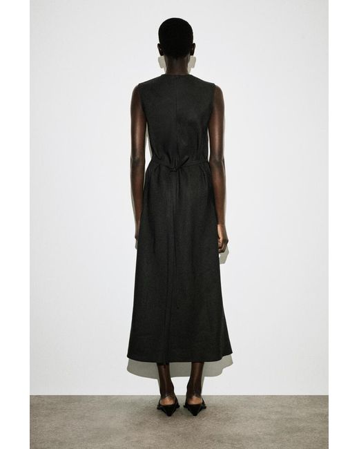 COS Black Bias-Cut Linen-Blend Midi Dress