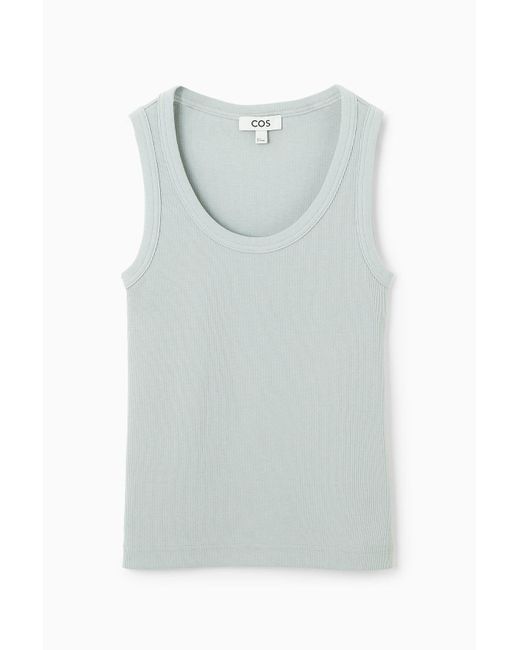 COS Blue Scoop-neck Ribbed Tank Top