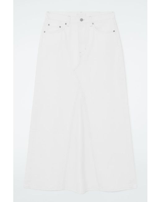 COS White Panelled Denim Maxi Skirt