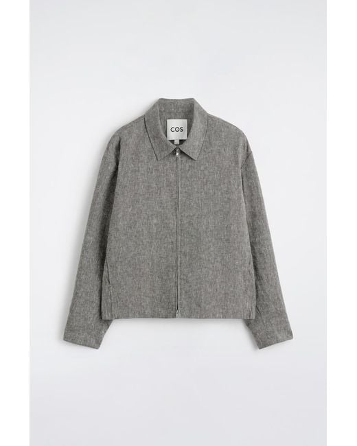 COS Gray Linen Blouson Jacket for men