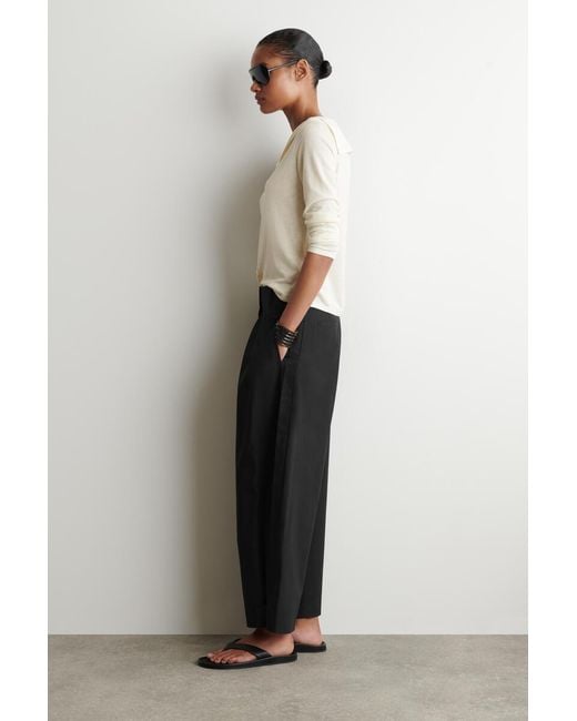 COS Black Pleated Tapered Utility Pants