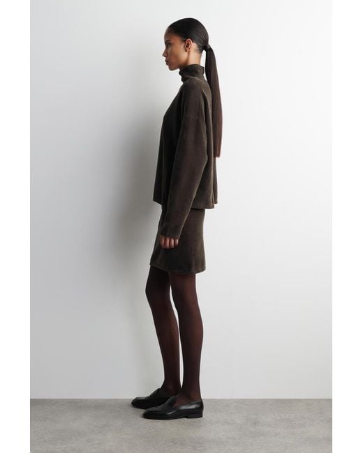 COS Black Chenille Mock-Neck Sweater