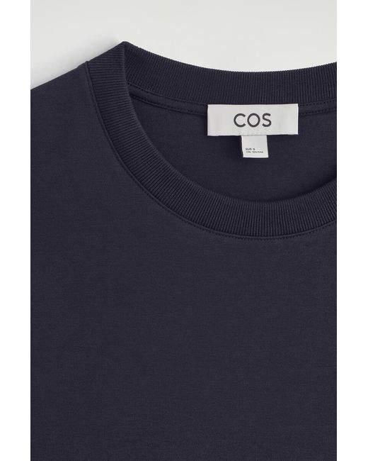 COS Blue Dropped-Waist Contrast-Panel Midi Dress