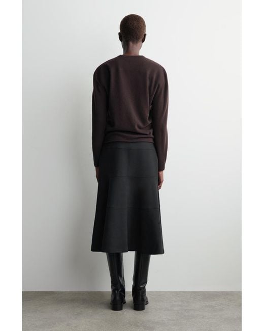 COS Black Curved A-Line Midi Skirt