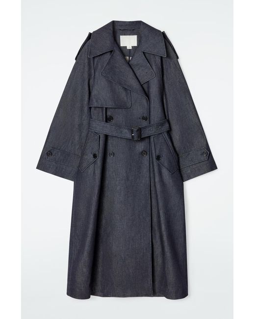 COS Blue Oversized Denim Trench Coat