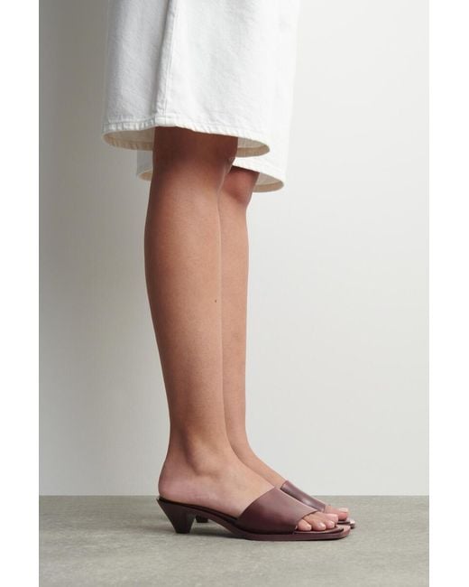 COS Red Leather Kitten-Heel Mules