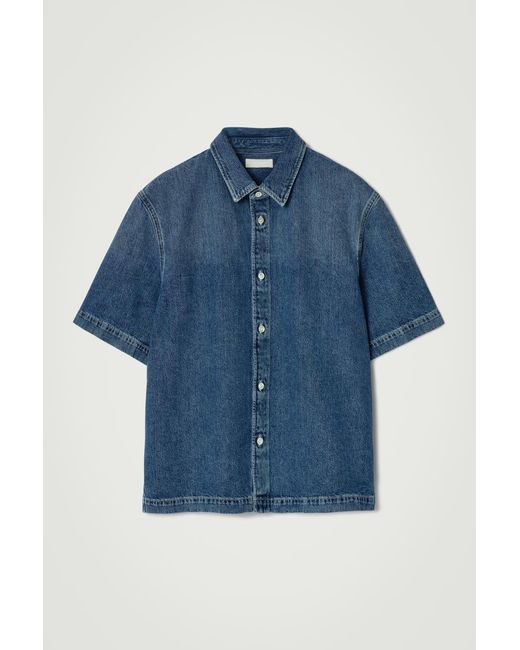 COS Blue Lightweight Short-Sleeved Denim Shirt for men